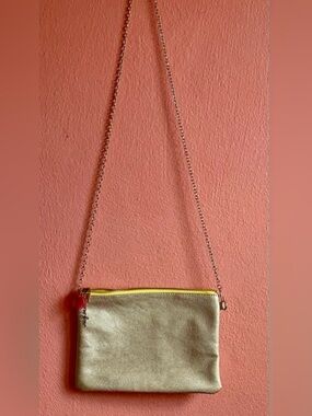 ban.do Gold Metallic Crossbody with Yellow Zip and Red Pom